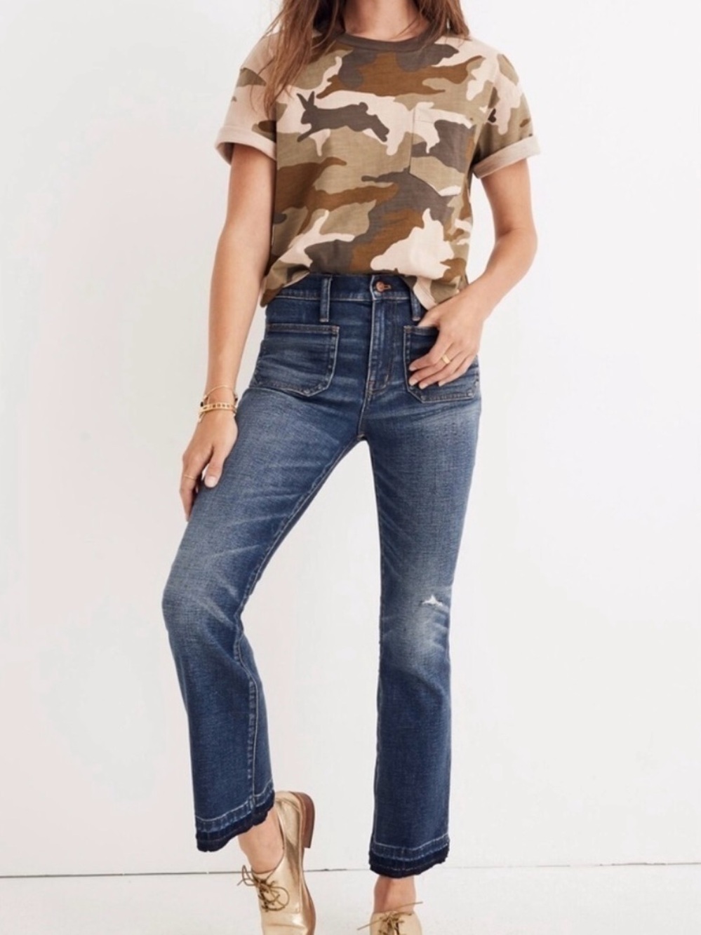 Madewell Cali Demi Boot Patch Pocket Jeans Sz 24